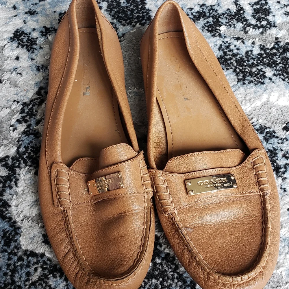 COACH Tan Leather Penny Loafers for Women